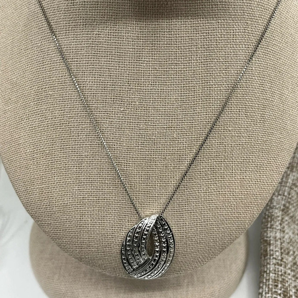 Vintage Technibond Platinum Over Sterling Silver Pendant Necklace - 18" - Picture 12 of 16